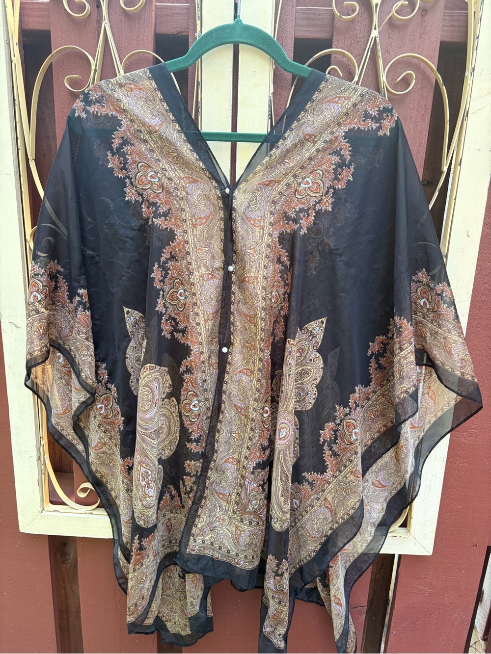 Black Paisley Sheer Kimono Wrap